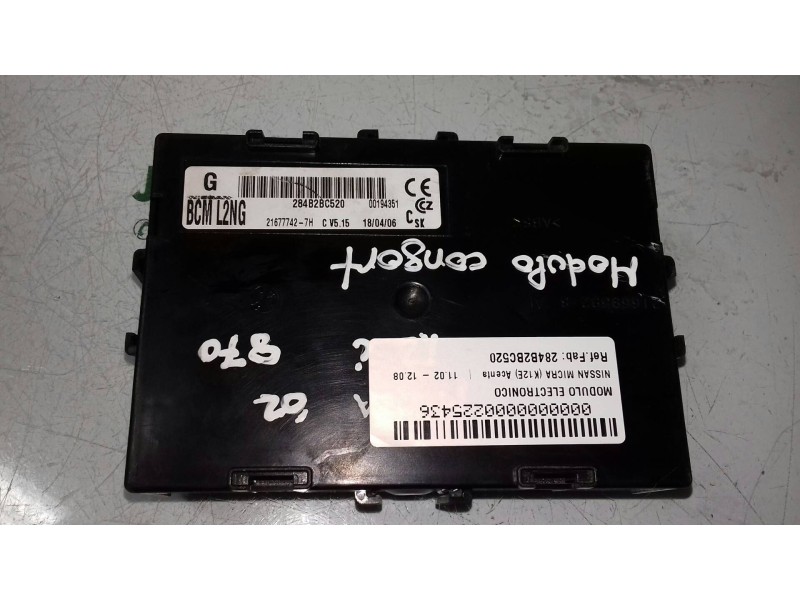 Recambio de modulo electronico para nissan micra (k12e) acenta referencia OEM IAM 284B2BC520 216693928 BCM L2NG