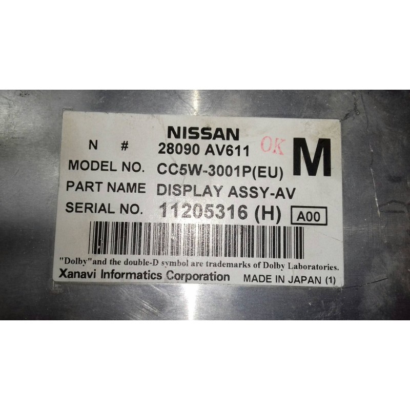 Recambio de pantalla multifuncion para nissan primera berlina (p12) acenta referencia OEM IAM 28090AV611 11205316H CC5W-3001PEU