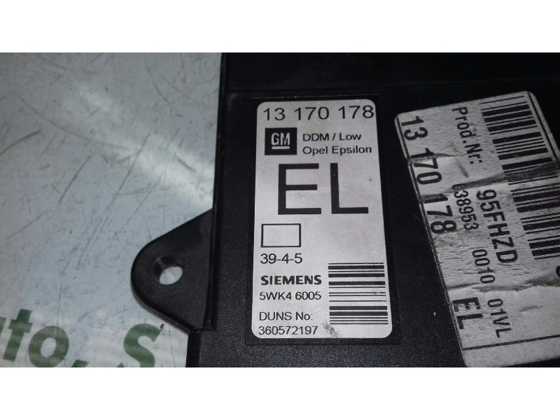 Recambio de centralita cierre para opel vectra c berlina essentia referencia OEM IAM 13170178 5WK46005 SIEMENS