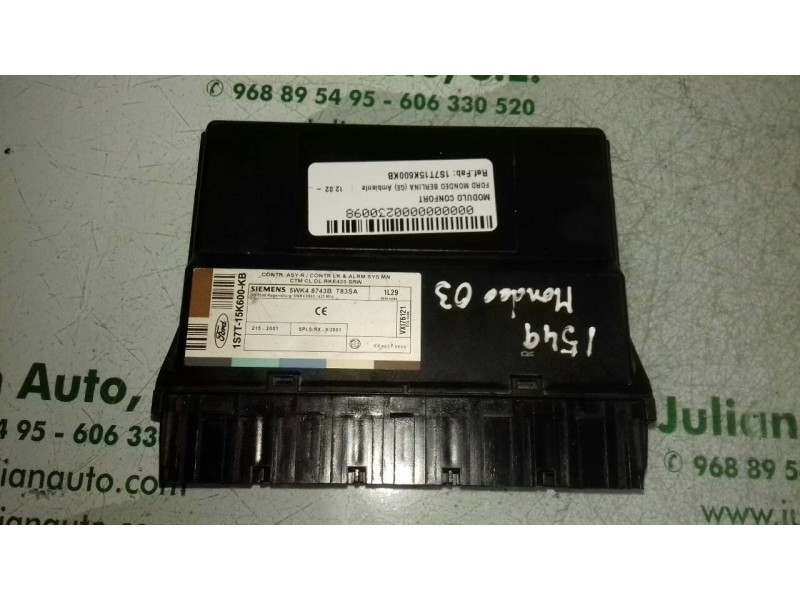 Recambio de modulo confort para ford mondeo berlina (ge) ambiente referencia OEM IAM 1S7T15K600KB 5WK48743B T83SA SIEMENS