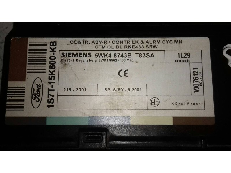 Recambio de modulo confort para ford mondeo berlina (ge) ambiente referencia OEM IAM 1S7T15K600KB 5WK48743B T83SA SIEMENS