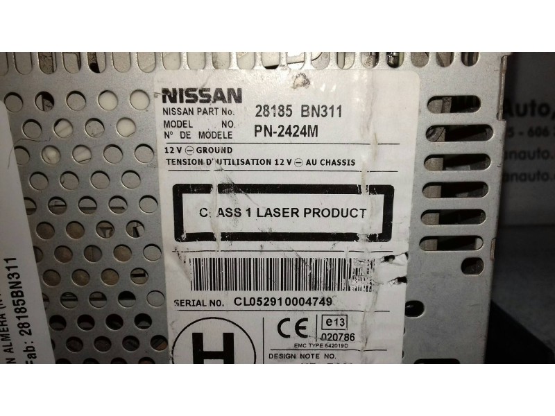 Recambio de sistema audio / radio cd para nissan almera (n16/e) acenta referencia OEM IAM 28185BN311 PN2424M 