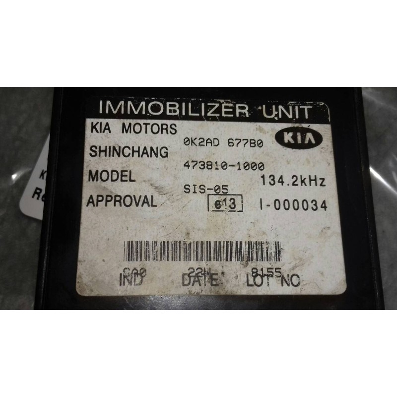 Recambio de centralita inmovilizador para kia rio rs paket s berlina (5-ptas.) referencia OEM IAM 0K2AD677B0 4738101000 