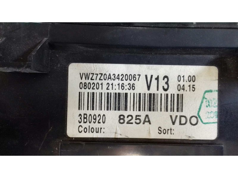 Recambio de cuadro instrumentos para volkswagen passat berlina (3b3) 1.9 tdi referencia OEM IAM 110080052002 3B0920825A VDO