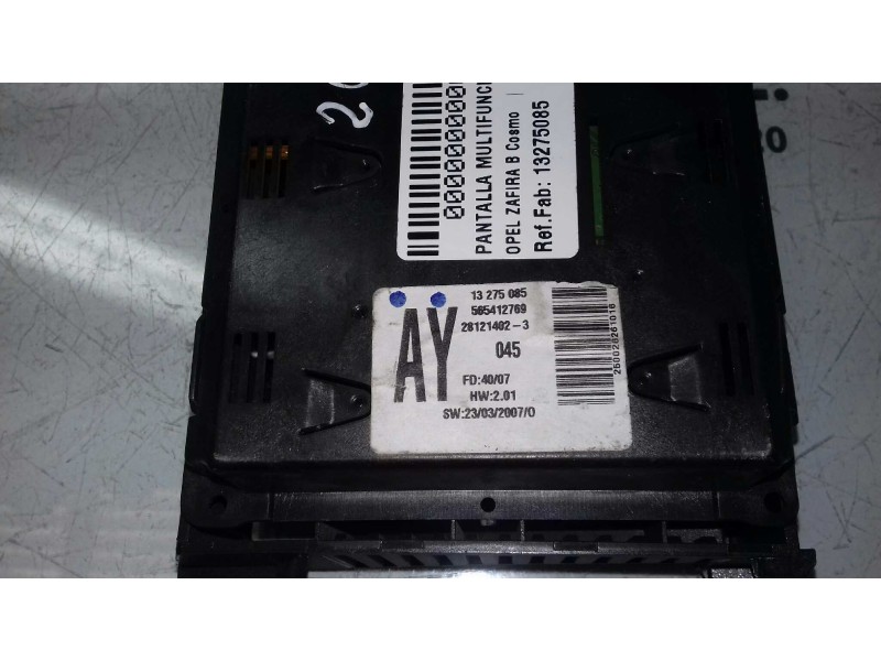 Recambio de pantalla multifuncion para opel zafira b cosmo referencia OEM IAM 13275085 565412769 GM