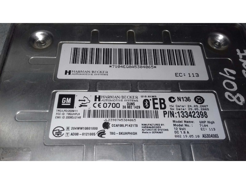 Recambio de modulo electronico para opel insignia berlina edition referencia OEM IAM 13342398 A5304065 CENTRALITA BLUETOOTH