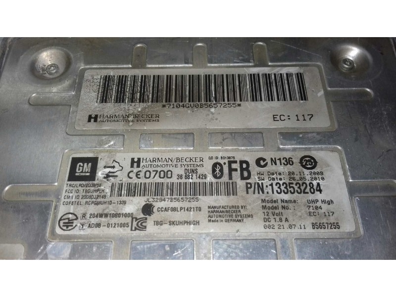 Recambio de modulo electronico para opel insignia berlina cosmo referencia OEM IAM 13353284 B5657255 CENTRALITA BLUETOOTH