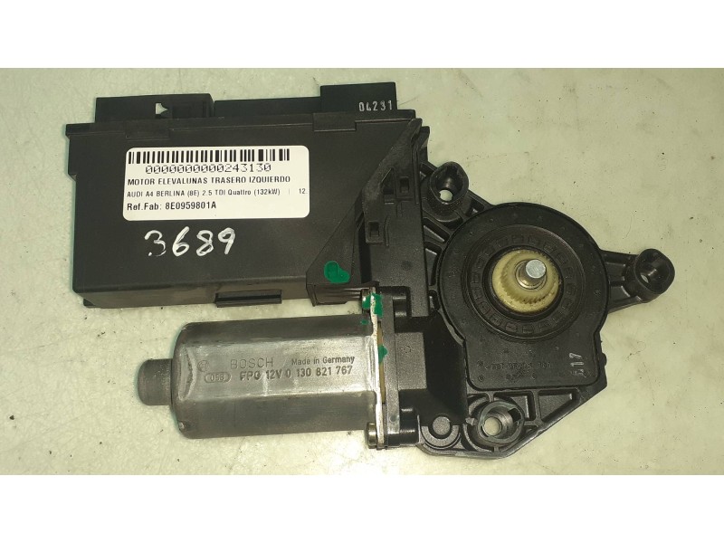 Recambio de motor elevalunas trasero izquierdo para audi a4 berlina (8e) 2.5 tdi quattro (132kw) referencia OEM IAM 8E0959801A 0