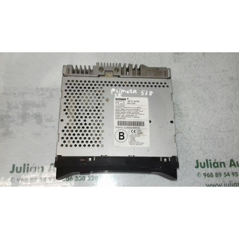 Recambio de sistema audio / radio cd para nissan primera berlina (p12) line up referencia OEM IAM 28113AV700 PN1721F CARGADOR CA