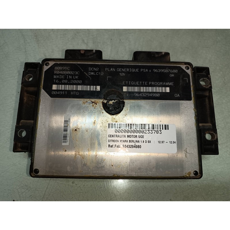Recambio de centralita motor uce para citroen xsara berlina 1.9 d sx referencia OEM IAM 9643294980 9639587680 LUCAS