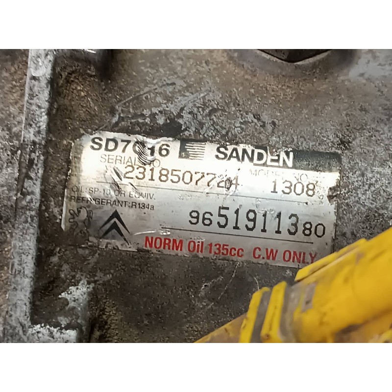 Recambio de compresor aire acondicionado para citroen c4 grand picasso exclusive referencia OEM IAM 9651911380 SD7C16 SANDEN