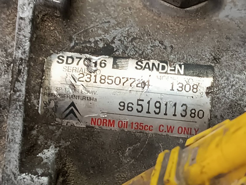 Recambio de compresor aire acondicionado para citroen c4 grand picasso exclusive referencia OEM IAM 9651911380 SD7C16 SANDEN