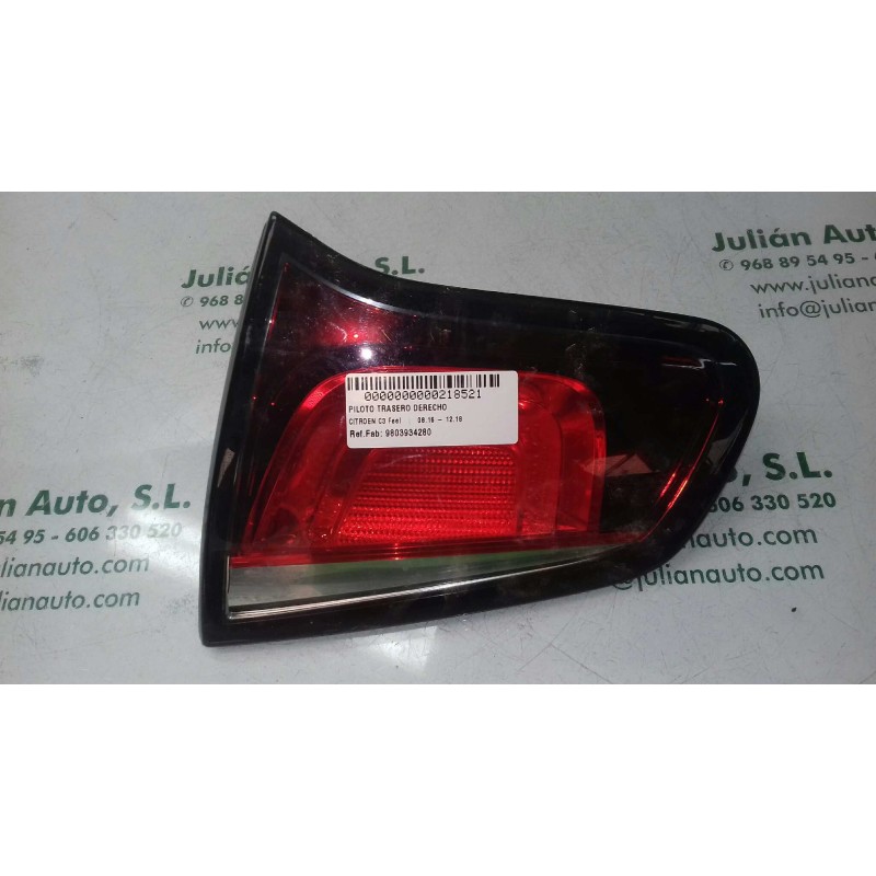 Recambio de piloto trasero derecho interior para citroen c3 feel referencia OEM IAM 9803934280 JL900286315898 INT - PORTON