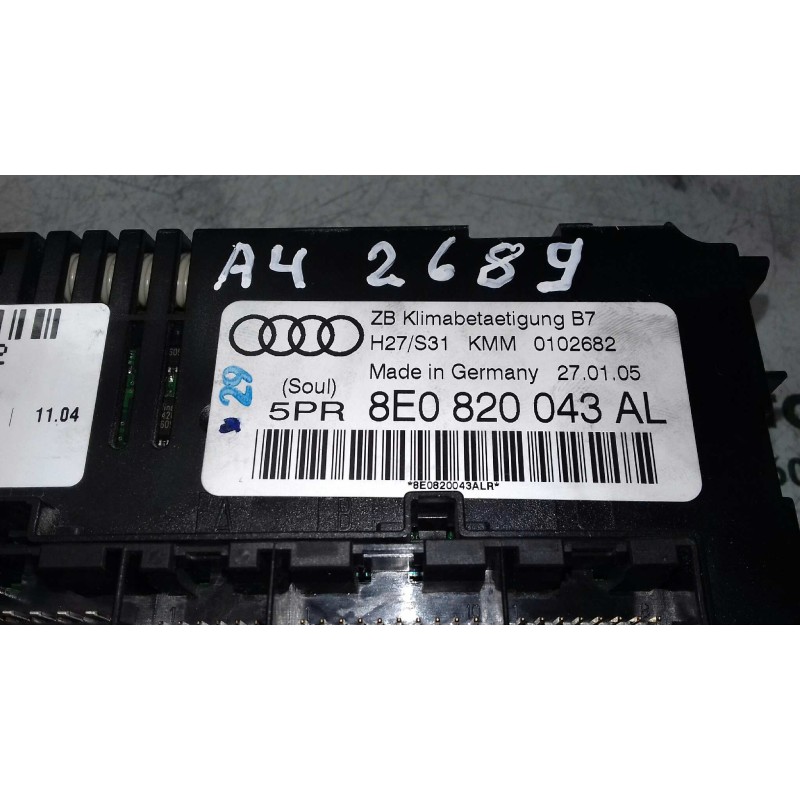 Recambio de mando climatizador para audi a4 berlina (8e) 2.0 tdi 16v (103kw) referencia OEM IAM 8E0820043AL KMM0102682 ZB KLIMAB