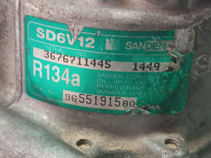 Recambio de compresor aire acondicionado para peugeot 206 berlina xs referencia OEM IAM 9655191580 SD6V12 SANDEN