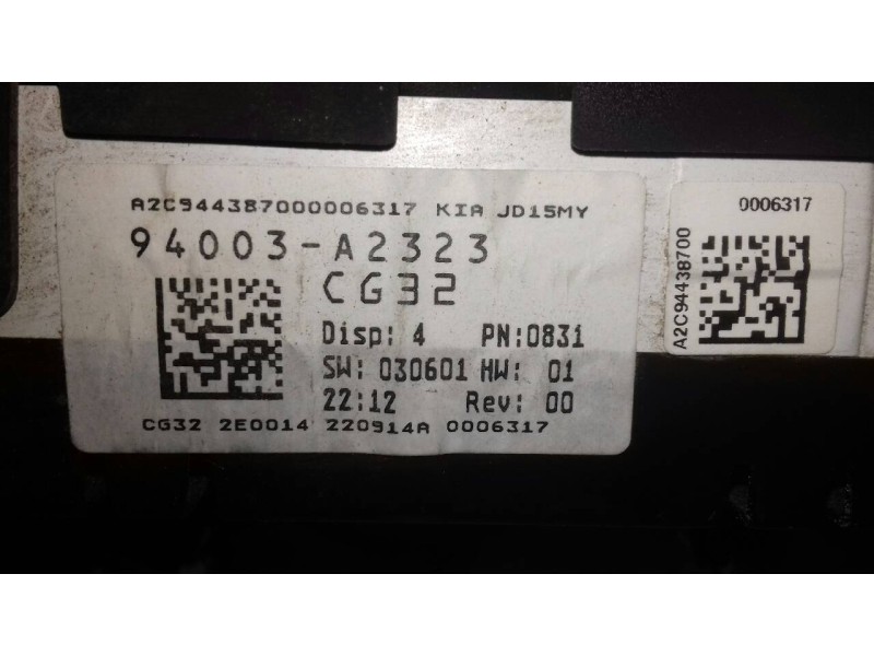 Recambio de cuadro instrumentos para kia cee´d drive referencia OEM IAM 94003A2323  