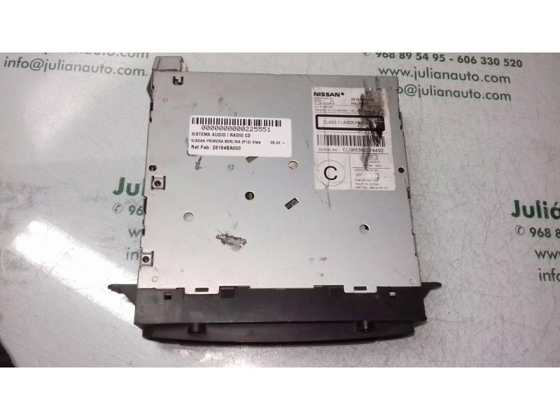 Recambio de sistema audio / radio cd para nissan primera berlina (p12) visia referencia OEM IAM 28184BA000 CL065360014492 