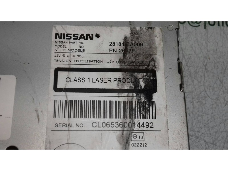 Recambio de sistema audio / radio cd para nissan primera berlina (p12) visia referencia OEM IAM 28184BA000 CL065360014492 