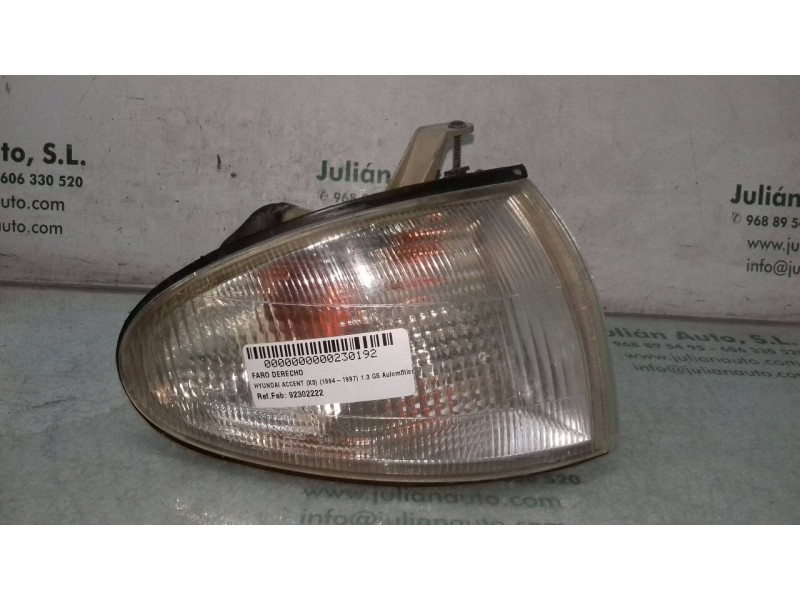 Recambio de piloto delantero derecho para hyundai accent (x3) 1.3 gs automático referencia OEM IAM 92302222  