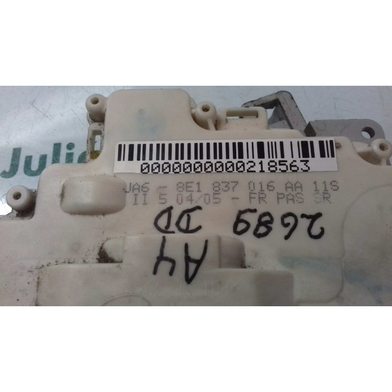 Recambio de cerradura puerta delantera derecha para audi a4 berlina (8e) 2.0 tdi 16v (103kw) referencia OEM IAM 8E1837016AA 3 + 