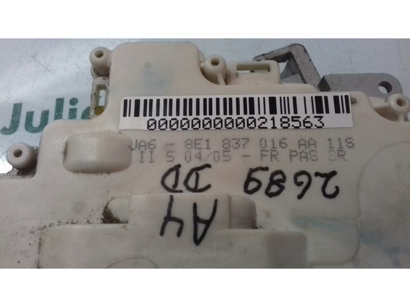 Recambio de cerradura puerta delantera derecha para audi a4 berlina (8e) 2.0 tdi 16v (103kw) referencia OEM IAM 8E1837016AA 3 + 