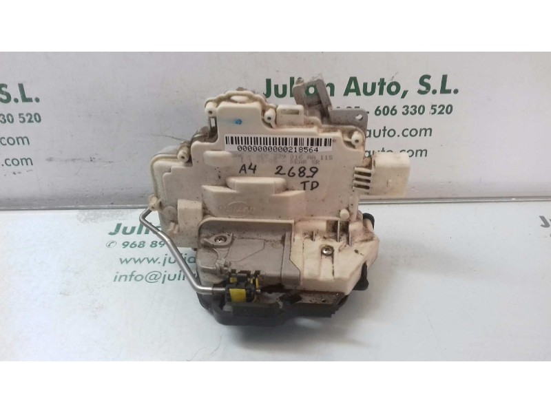 Recambio de cerradura puerta trasera derecha para audi a4 berlina (8e) 2.0 tdi 16v (103kw) referencia OEM IAM 8E0839016AA  INTIC