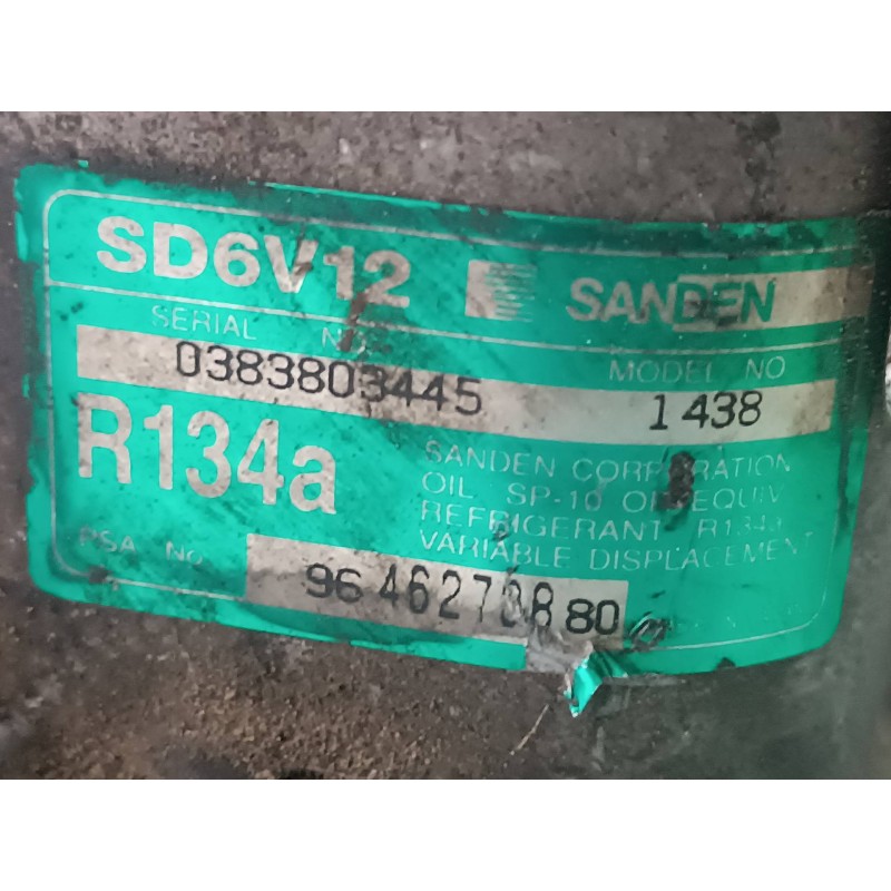 Recambio de compresor aire acondicionado para peugeot 206 berlina x-line refri referencia OEM IAM 9646270880 SD6V12 SANDEN
