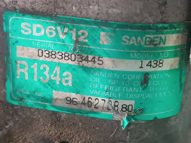 Recambio de compresor aire acondicionado para peugeot 206 berlina x-line refri referencia OEM IAM 9646270880 SD6V12 SANDEN