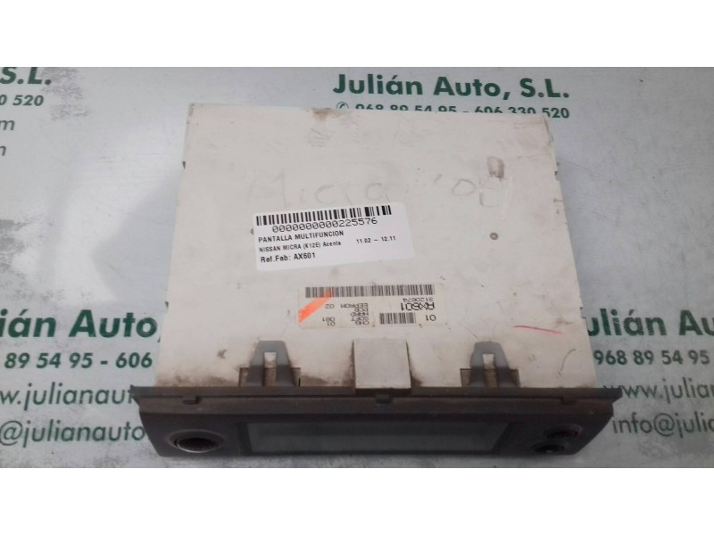 Recambio de pantalla multifuncion para nissan micra (k12e) acenta referencia OEM IAM AX601 AX6013120674 3120674