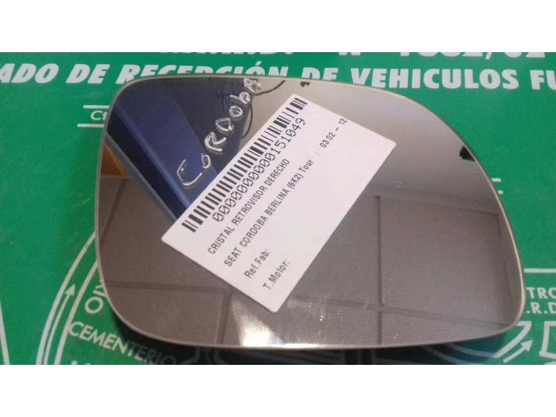 Recambio de cristal retrovisor derecho para seat cordoba berlina (6k2) tour referencia OEM IAM   MANUAL Recambio de cristal retrovisor derecho para seat cordoba berlina (6k2) tour referencia OEM IAM   MANUAL