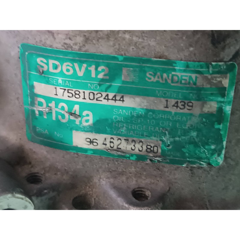 Recambio de compresor aire acondicionado para citroen c3 1.4 hdi exclusive referencia OEM IAM 9646273380 SD6V12 SANDEN