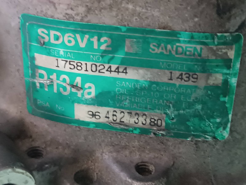 Recambio de compresor aire acondicionado para citroen c3 1.4 hdi exclusive referencia OEM IAM 9646273380 SD6V12 SANDEN