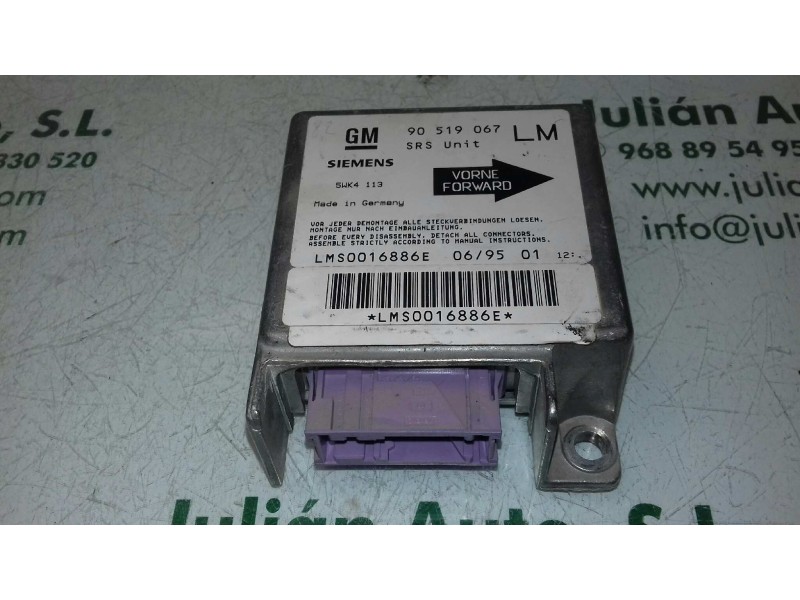 Recambio de centralita airbag para opel astra f berlina cool referencia OEM IAM 90519067 5WK4113 SIEMENS