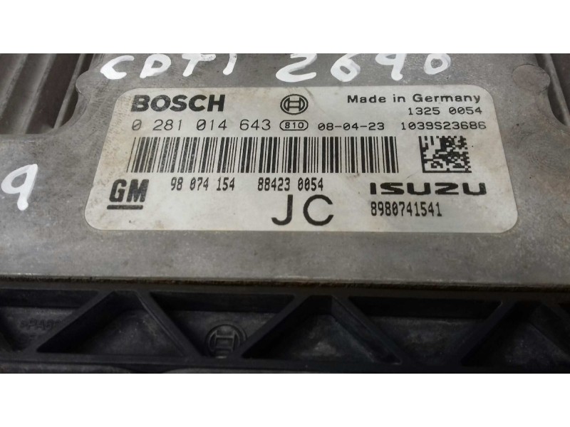 Recambio de centralita motor uce para opel astra h ber. cosmo referencia OEM IAM 98074154 0281014643 BOSCH