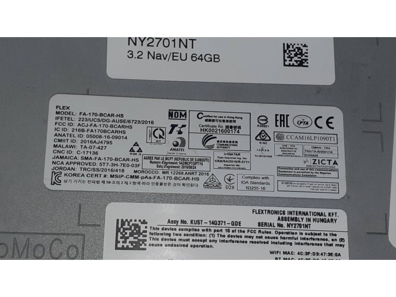 Recambio de modulo electronico para ford ecosport (cr6) titanium referencia OEM IAM KN1T14G371PGD NY2701NT GPS