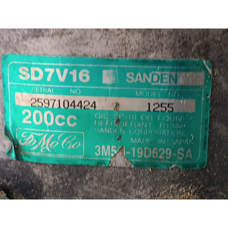 Recambio de compresor aire acondicionado para ford focus c-max (cap) ambiente (d) referencia OEM IAM 3M5H19D629SA SD7V16 SANDEN