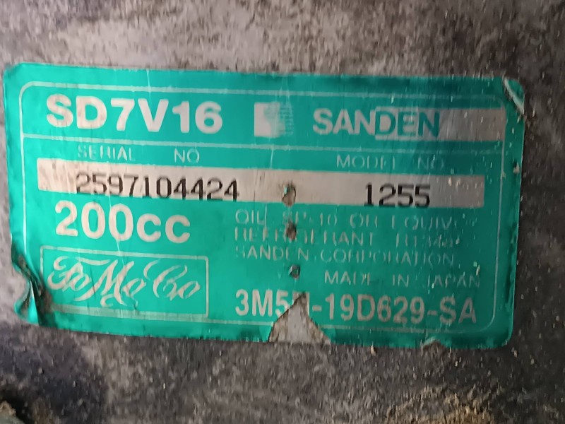 Recambio de compresor aire acondicionado para ford focus c-max (cap) ambiente (d) referencia OEM IAM 3M5H19D629SA SD7V16 SANDEN