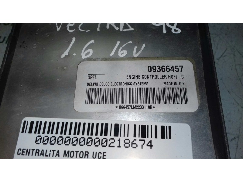 Recambio de centralita motor uce para opel vectra b berlina básico (1999) referencia OEM IAM 09366457  DELPHI