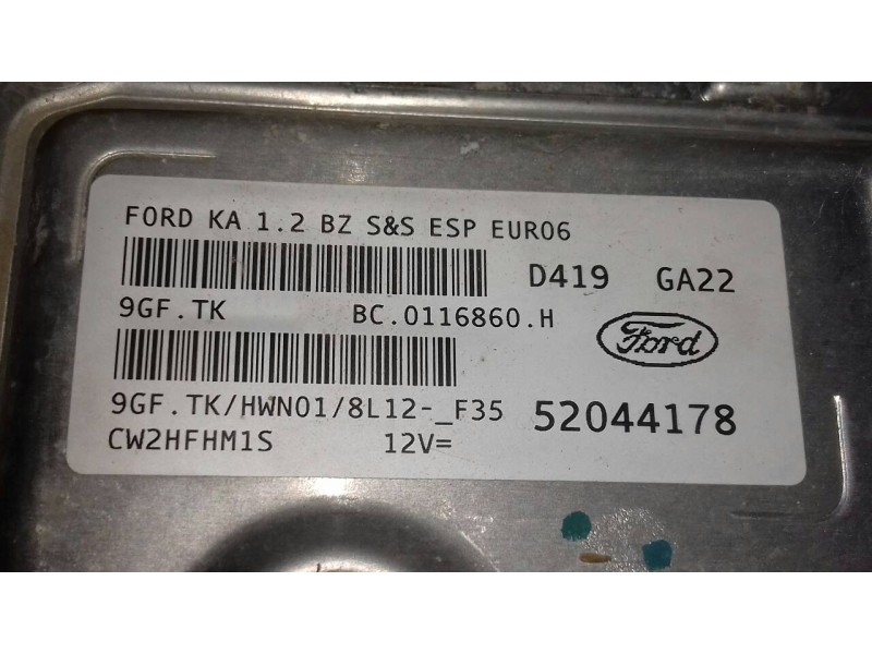 Recambio de centralita motor uce para ford ka (ccu) titanium referencia OEM IAM 52044178 BC0116860H MAGNETI MARELLI