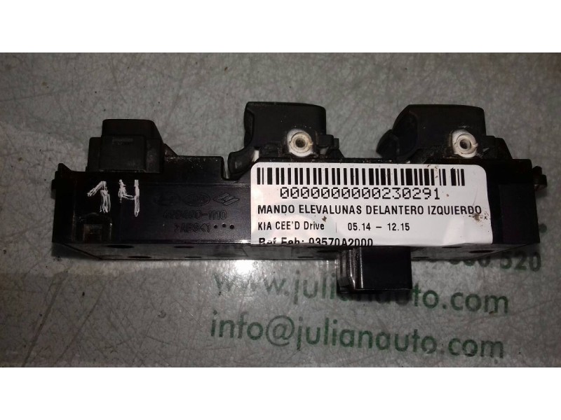 Recambio de mando elevalunas delantero izquierdo para kia cee´d drive referencia OEM IAM 93570A2000 49D4901000 8+8 PINES