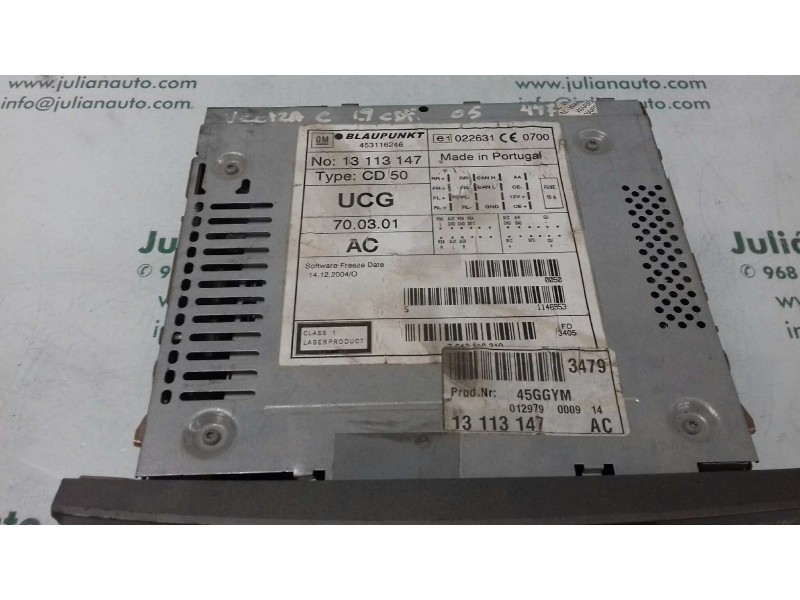 Recambio de sistema audio / radio cd para opel vectra c berlina essentia referencia OEM IAM 7643112310 13113147AC BLAUPUNKT