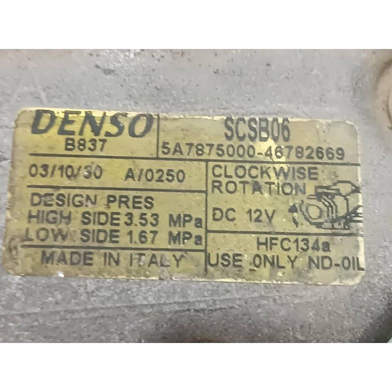 Recambio de compresor aire acondicionado para lancia ypsilon (101) 1.2 8v referencia OEM IAM 5A7875000 SCSB06 DENSO
