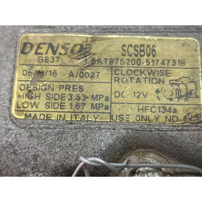 Recambio de compresor aire acondicionado para fiat stilo (192) 1.4 sting referencia OEM IAM 5A7875200 SCSB06 DENSO