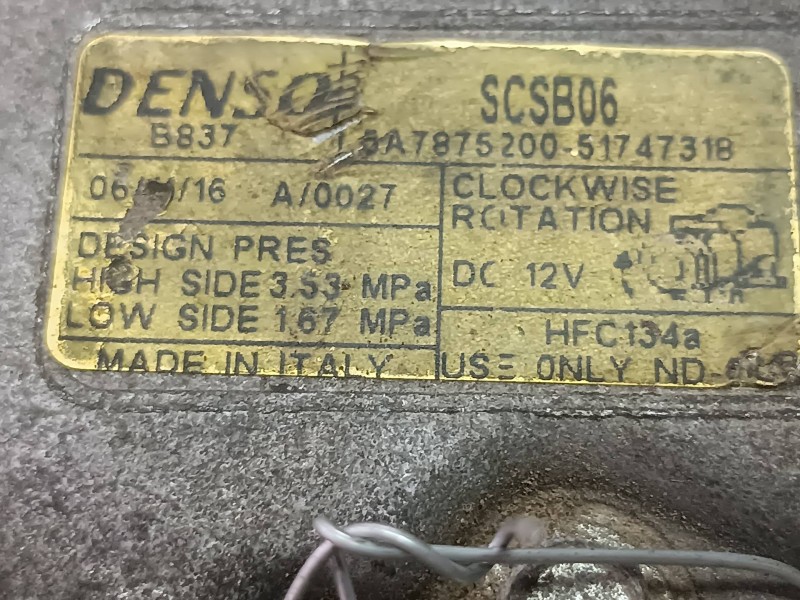 Recambio de compresor aire acondicionado para fiat stilo (192) 1.4 sting referencia OEM IAM 5A7875200 SCSB06 DENSO
