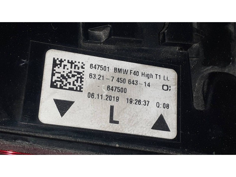 Recambio de piloto trasero izquierdo para bmw serie 1 lim. (f40) 118i referencia OEM IAM 63217450643 647501 647593L