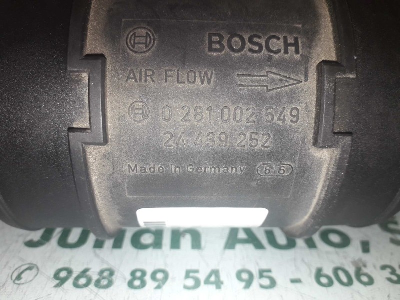 Recambio de caudalimetro para opel corsa c enjoy referencia OEM IAM 0281002549 24439252 BOSCH
