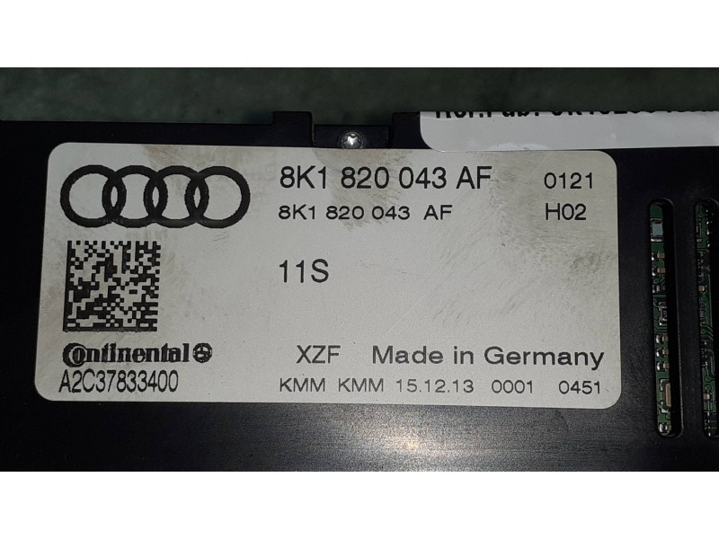 Recambio de mando climatizador para audi a4 ber. (b8) basis referencia OEM IAM 8K1820043AF 8K1820043 A2C37833400