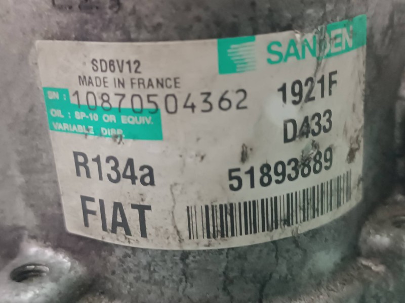Recambio de compresor aire acondicionado para fiat qubo (300) dynamic referencia OEM IAM 51893889 SD6V12 SANDEN