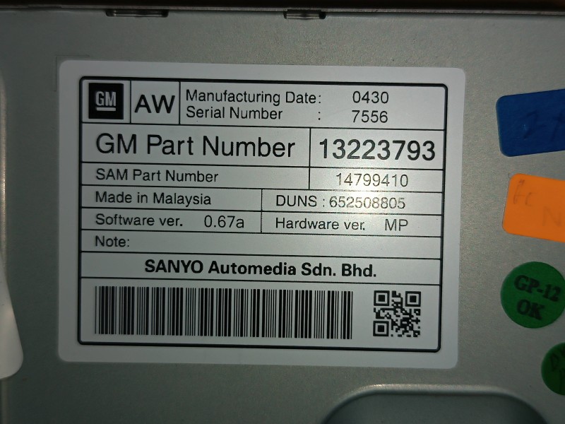 Recambio de sistema navegacion gps para chevrolet cruze lt referencia OEM IAM 13223793 14799410 SANYO