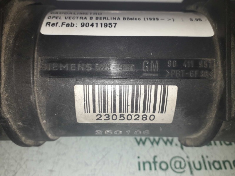 Recambio de caudalimetro para opel vectra b berlina básico (1999) referencia OEM IAM 90411957 5WK9150 SIEMENS
